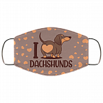 I Love Dachshunds Washable Reusable Custom - Printed Cloth Face Mask Cover, White, Cloth Face Cover – Medium/Large