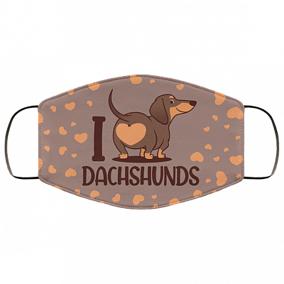 I Love Dachshunds Washable Reusable Custom - Printed Cloth Face Mask Cover, White, Cloth Face Cover – Medium/Large