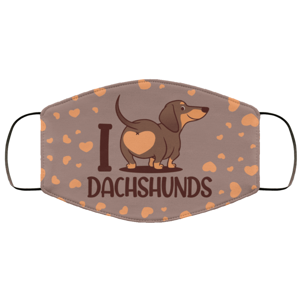 I Love Dachshunds Washable Reusable Custom - Printed Cloth Face Mask Cover, White, Cloth Face Cover – Medium/Large