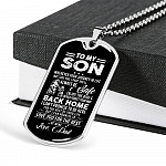 Dad to My Son Wherever Your Journey in Life May Take You I Pray You'll Always Be Safe Dog Tag Pendant Necklace - Dog Tag (Silver)