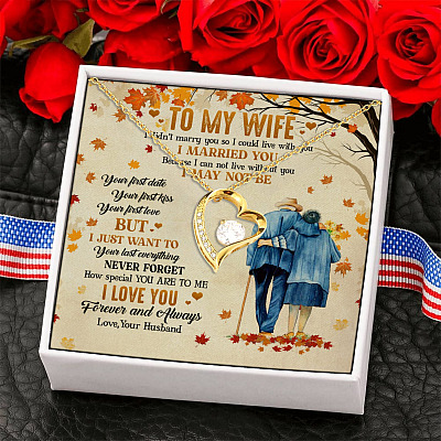 To My Wife I Didn't Marry You So I Could Live with You Forever Love Pendant Necklace