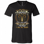 Aries Dirty Mind Caring Friend Good Heart Filthy Mouth I Never Said I'm Perfect Zodiac T-Shirt - V Neck, Black, V-Neck T-Shirt