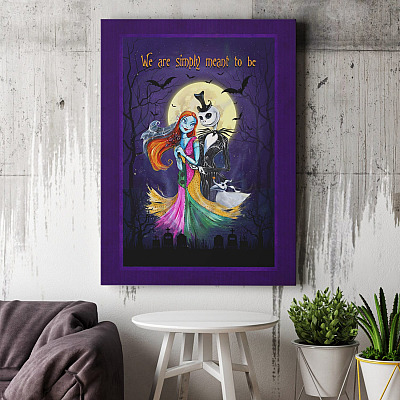 Alternative view of We Are Simply Meant To Be Halloween Christmas Jack Skellington Framed Canvas Prints - Unframed Poster