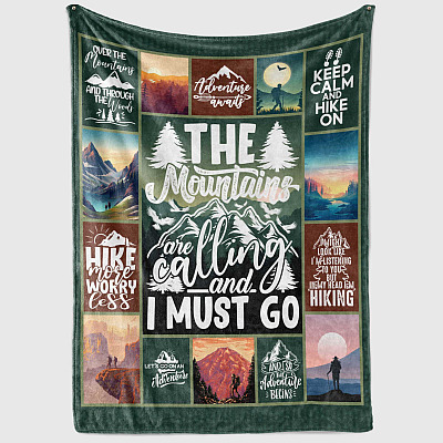 Alternative view of The Mountains Are Calling And I Must Go Hiking Fleece Blanket - Premium Sherpa Blanket - Woven Blanket