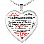 Mom To My Daughter Sometimes Its Hard To Find Words To Tell You How Much You Mean To Me Heart Pendant Necklace - Heart Luxury Necklace (Silver)