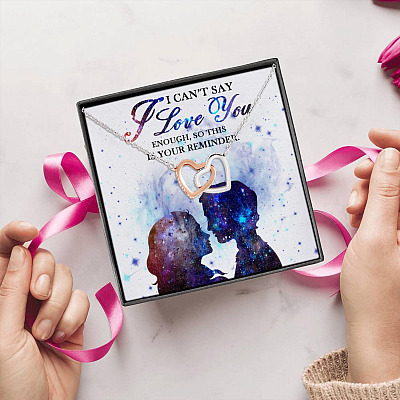 I Can't Say I Love You Enough So This Is Your Reminder Wonderful Galaxy Interlocking Hearts Pendant Necklace