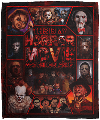 This Is My Horror Movie Watching Blanket Halloween Squad Fleece Blanket - Mink Blanket - Woven Blanket, White, Cozy Plush Fleece Blanket - 50x60