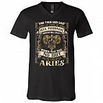 Aries God Said Let There Be Sexy Passionate Irresistible Crazy Women So He Created Zodiac T-Shirt - V Neck, Black, V-Neck T-Shirt