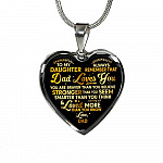 To My Daughter Always Remember That Dad Loves You You Are Braver Than You Believe Heart Pendant Necklace - Heart Luxury Necklace (Silver)
