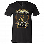 Leo Dirty Mind Caring Friend Good Heart Filthy Mouth I Never Said I'm Perfect Zodiac T-Shirt - V Neck, Black, V-Neck T-Shirt