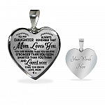 To My Daughter Always Remember That Mom Loves You Hear Pendant Necklace - Heart Luxury Necklace (Silver)