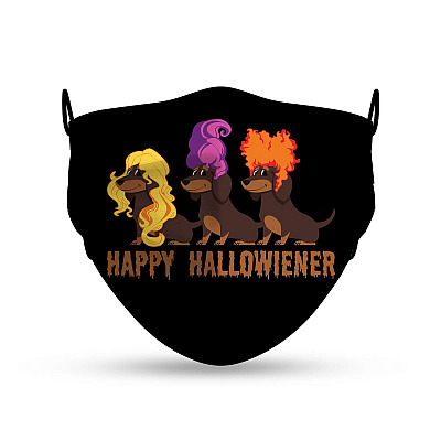 Alternative view of Dachshund Happy Hallowiener Hocus Pocus Washable Reusable Custom - Cloth Face Mask Cover