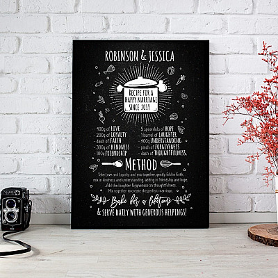 Alternative view of Personalized Recipe for a Happy Marriage Gallery Wrapped Framed Canvas Prints - Home Decor Wall Art - Newlywed Gifts Funny
