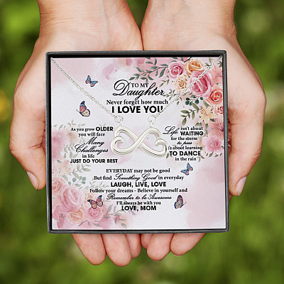 Alternative view of Mom To My Daughter Never Forget How Much I Love You Infinity Heart Pendant Necklace