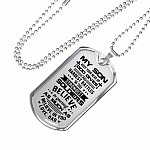 My Son Keep Your Head Up God Gives His Hardest Battle Dog Tag Necklace - Dog Tag (Silver)