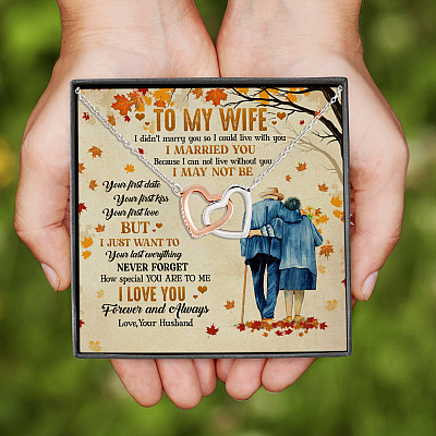 Alternative view of To My Wife I Didn't Marry You So I Could Live with You Interlocking Hearts Pendant Necklace