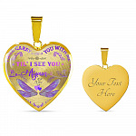 Dragonfly I Will Carry You with Me Til' I See You Again Heart Pendant Necklace - Heart Luxury Necklace (Gold Plated)