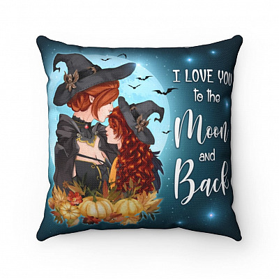 I Love You To The Moon And Back Mom And Daughter Pumpkin Halloween Throw Pillow - Decorative Pillow