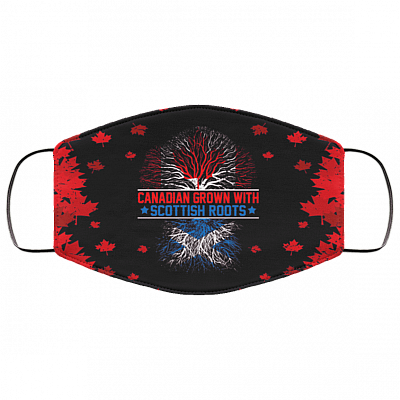 Canadian Grown with Scottish Roots Washable Reusable Custom - Cloth Face Mask Cover, Black, Cloth Face Cover – Medium/Large