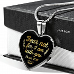 Fear Not For I Am With You Isaiah 41 10 Heart Pendant Necklace - Heart Luxury Necklace (Silver)