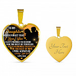 Necklace to My Daughter Never Forget That I Love You I Promise From Dad Heart Pendant Necklace - Heart Luxury Necklace (Gold Plated)