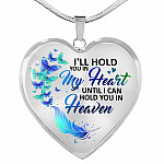 Memorial I'll Hold You in My Heart Until I Can Hold You in Heaven Butterfly Heart Pendant Necklace - Heart Luxury Necklace (Silver)