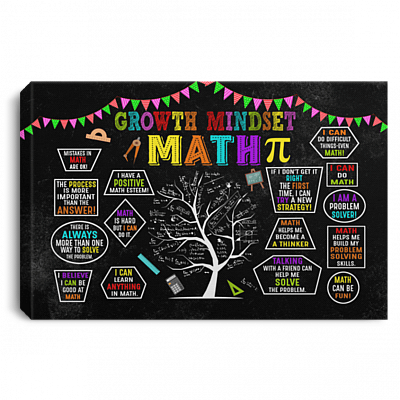 Growth Mindset Math Mistakes in Math Are Ok I Have a Possitive Math Esteem Gallery Wrapped Framed Canvas Prints, White, 0.75'' Framed Canvas