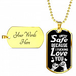 To Trucker Husband Drive Safe Because I Fucking Love You Dog Tag Pendant Necklace - Gift From Truck Driver Wife - Dog Tag (Gold Plated)