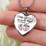 Daddy's Girl I Used to Be His Angel Now He Is Mine Heart Pendant Necklace - Heart Luxury Necklace (Silver)