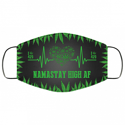 Namastay High Af Washable Reusable Custom - Printed Cloth Face Mask Cover, White, Cloth Face Cover – Medium/Large