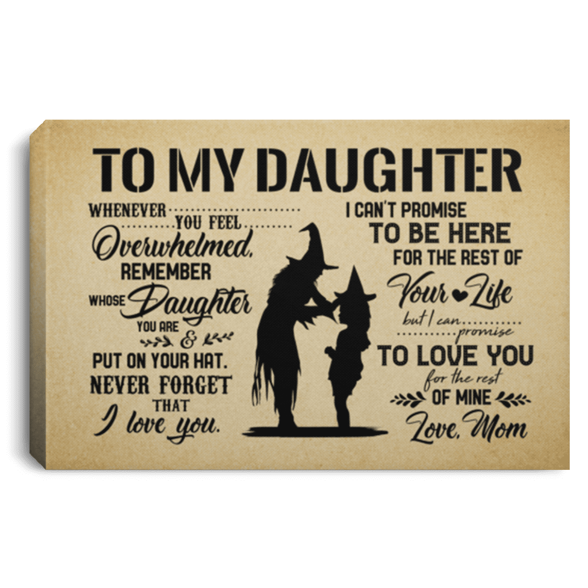 To Witch Daughter Whenever You Feel Overwhelmed Remember Whose Daughter You Are Framed Canvas - Unframed Poster, White, 0.75'' Framed Canvas