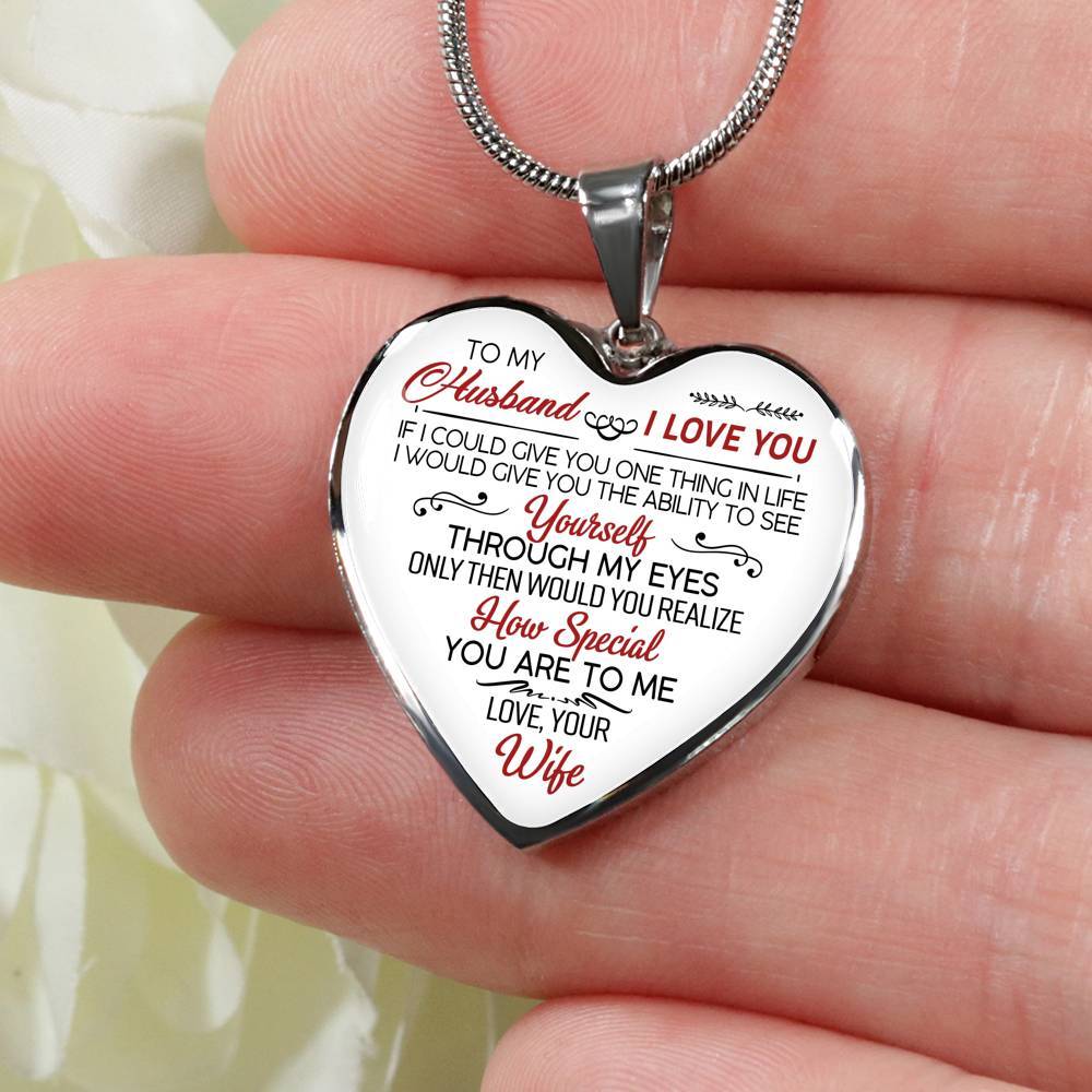 To My Wife If I Could Give You One Thing in Life from Husband Heart Pendant Necklace - Anniversary Gift - Heart Luxury Necklace (Silver)