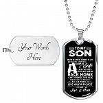 Mom to My Son Wherever Your Journey in Life May Take You I Pray You'll Always Be Safe Dog Tag Pendant Necklace - Dog Tag (Silver)