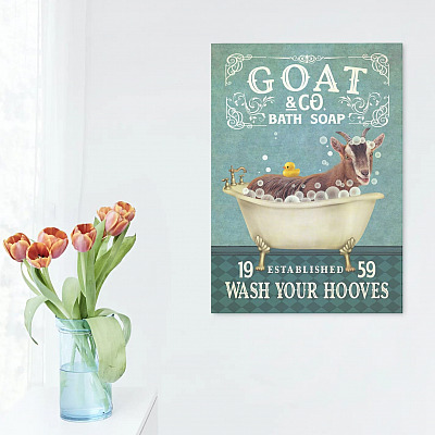 Alternative view of Goat Co Bath Soap Wash Your Hooves Established 1959 Framed Canvas Prints - Goat Bathroom Unframed Poster