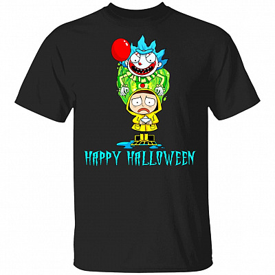Happy Halloween Rick and Morty IT T-Shirt - Funny Halloween Gift Shirt, Black, Unisex T-Shirt