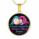 A Daughter Lives In Her Mother's Heart Forever Circle Pendant Necklace - In Memory Of Daughter Remembrance Gift - Circle Luxury Necklace (Gold Plated)