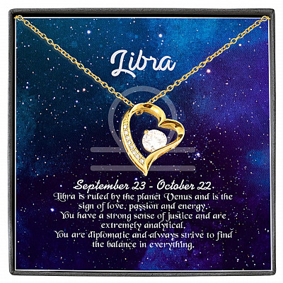 Libra Sign Constellation Horoscope Zodiac Birthday Astrology Forever Love Heart Pendant Necklace