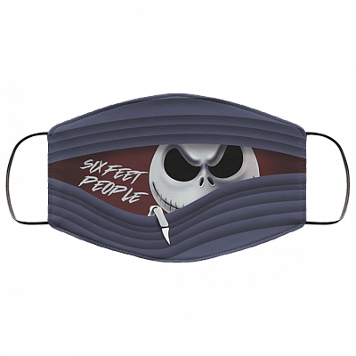 Jack Skellington Six Feet People Washable Reusable Custom - Cloth Face Mask Cover, White, Cloth Face Cover – Medium/Large