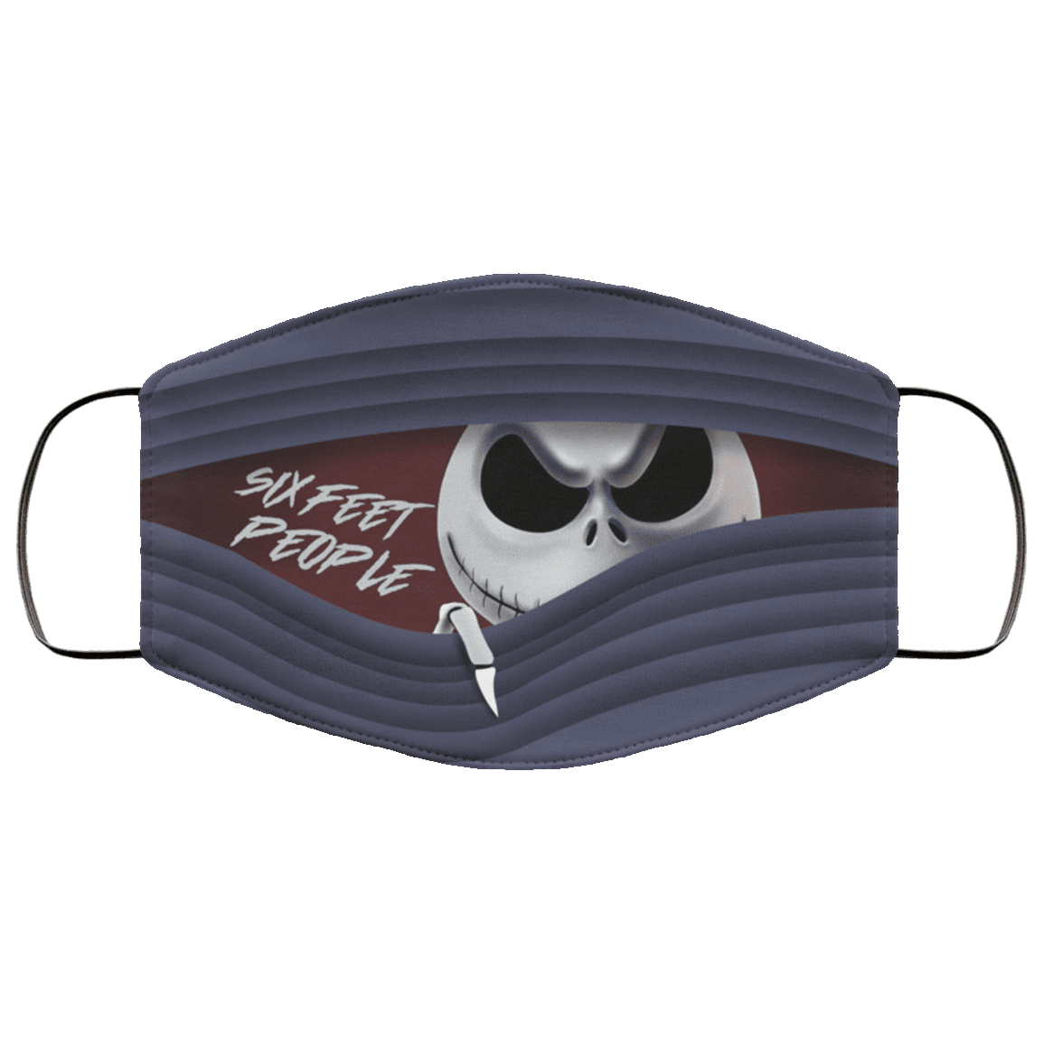 Jack Skellington Six Feet People Washable Reusable Custom - Cloth Face Mask Cover, White, Cloth Face Cover – Medium/Large