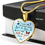 Butterfly I Had a Thousand Things Left to Say So I Still Talk to You Heart Pendant Necklace - Heart Luxury Necklace (Gold Plated)