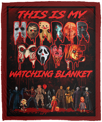 This Is My Horror Movie Watching Funny Halloween Gift Fleece Blanket - Premium Sherpa Blanket, White, Cozy Plush Fleece Blanket - 50x60