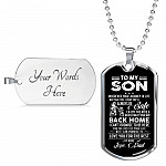 Dad to My Son Wherever Your Journey in Life May Take You I Pray You'll Always Be Safe Dog Tag Pendant Necklace - Dog Tag (Silver)