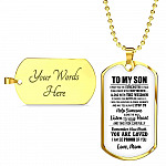 To My Son I Wish You The Strength To Face Challenges With Confidence Dog Tag Pendant Necklace - Dog Tag (Gold Plated)