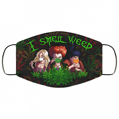 Hocus Pocus Weed I Smell Weed - Funny Halloween Washable Reusable Custom - Cloth Face Mask Cover, White, Cloth Face Cover – Medium/Large