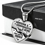 Grandma and Granddaughter a Bond That Can't Be Broken Heart Pendant Necklace - Heart Luxury Necklace (Silver)