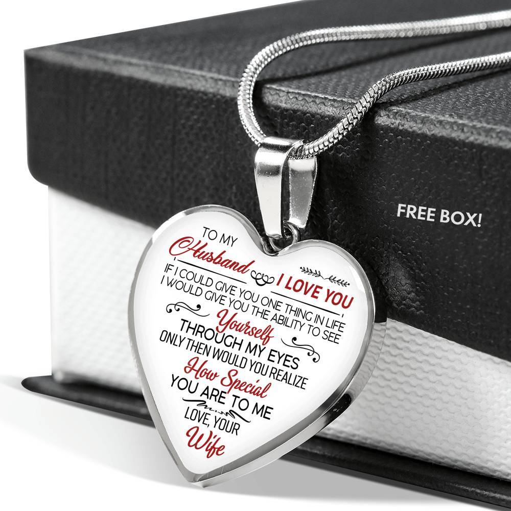 To My Wife If I Could Give You One Thing in Life from Husband Heart Pendant Necklace - Anniversary Gift - Heart Luxury Necklace (Silver)