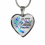 Butterfly I'll Hold You in My Heart Until I Can Hold You in Heaven Memorial Gift - Heart Pendant Necklace - Heart Luxury Necklace (Silver)