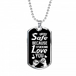 To Trucker Husband Drive Safe Because I Fucking Love You Dog Tag Pendant Necklace - Gift From Truck Driver Wife - Dog Tag (Silver)