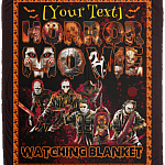 Personalized Name Horror Movie Watching Blanket Halloween Characters Fleece Blanket - Premium Sherpa Blanket, White, Cozy Plush Fleece Blanket - 50x60