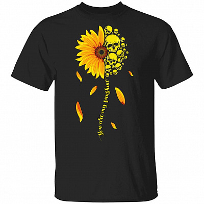 You Are My Sunshine Sunflower Skull T-Shirt, Black, Unisex T-Shirt